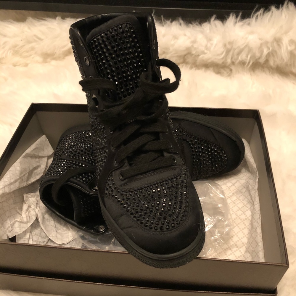High top bedazzled Gucci sneakers